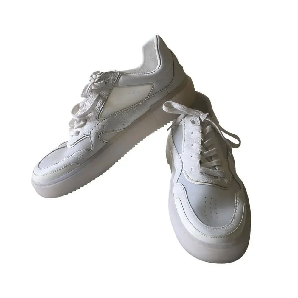 Stuart Weitzman Brooklyn Leather Sneakers White Size 9B